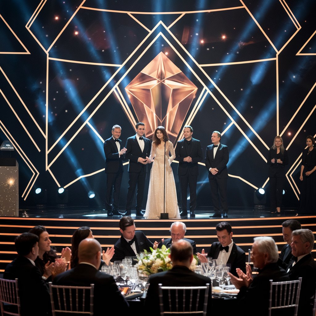 About a glitzy stage with trophy presentation g4fhv6bvqpmxudrq9ywbza 2e2cv nprqqucjstsq93ha